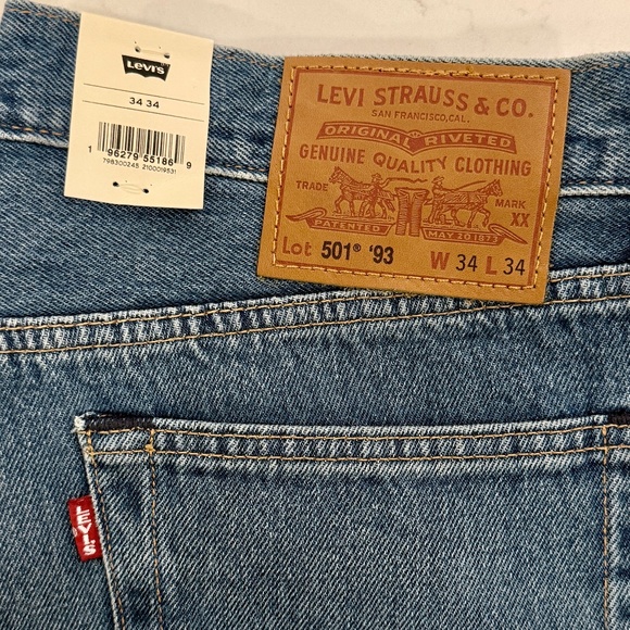 Levi’s 501® ‘93 Straight Jeans – W34 L34 | Distressed Medium Wash | New with Tag - Picture 4 of 6